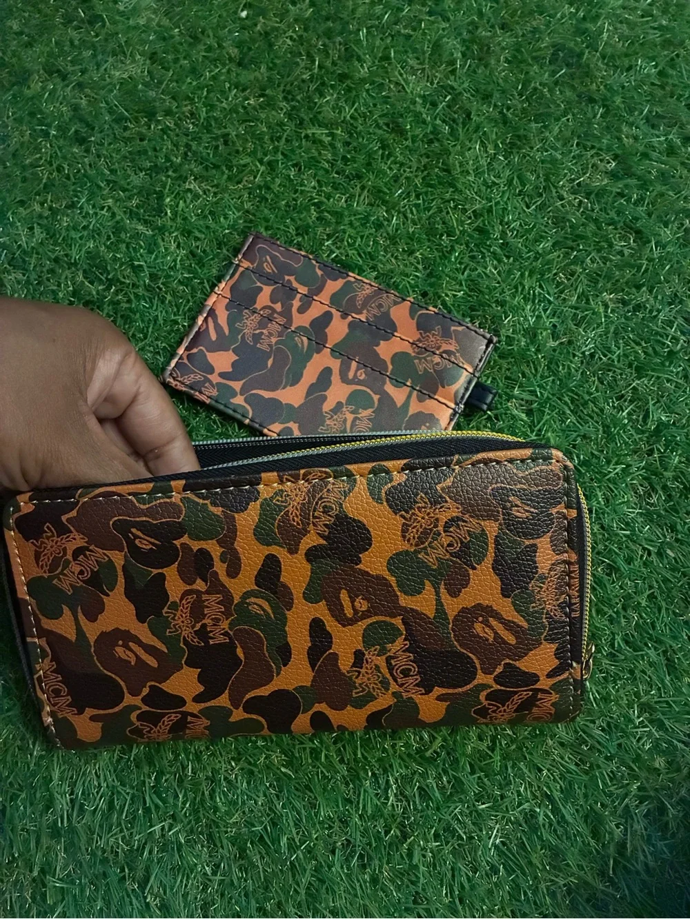 Camouflage Zip Wallet and Card Holder - Brown & Green